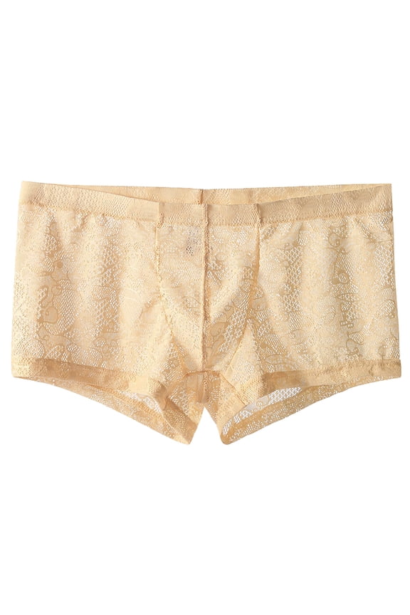 Mens Sexy Lace Panties Cheeky Underwear Low Waist Thongs G-String U Convex Underpants