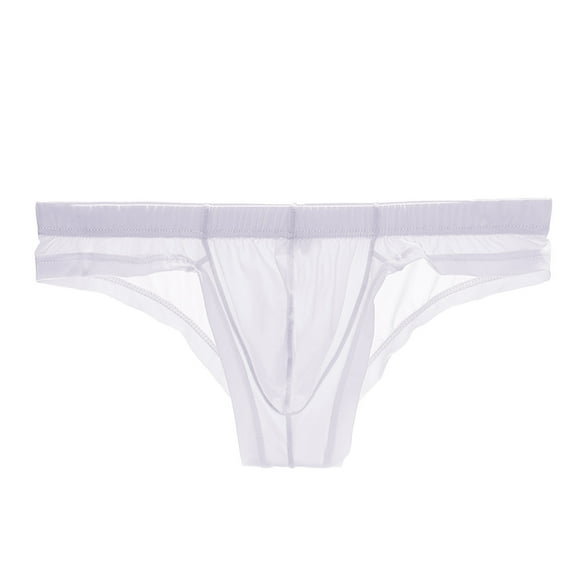 Mens Sexy Low Waist Ice Silk Thong Underwear - Sheer Transparent High Side G String Lightweight Breathable See Through Underwear