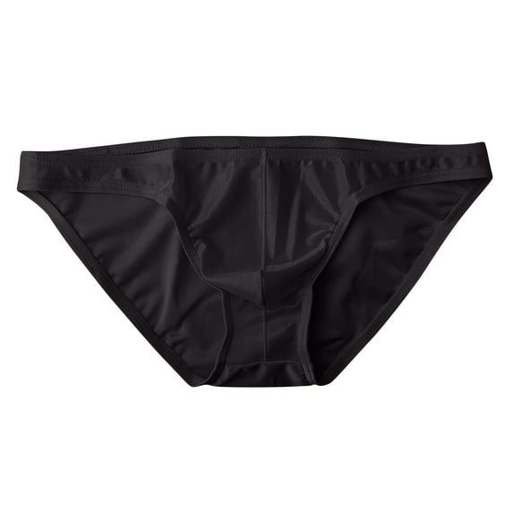 Mens Sexy Low Waist Thong Underwear - Ice Silk Bikini Briefs Soft Stretch Close Fit Lightweight Breathable Solid Color Erotic Mini Panties