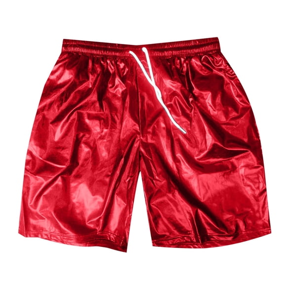Men's Shorts Men's Knee-Length Shorts Mens Sexy Shorts Metallic Shiny Sparkly Hot Drawstring Short Pants With Pockets
