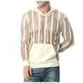 thumbnail image 1 of Mens Sexy Stripe Fishnet Hoodies Pullover See Through Mesh Hollow Out Blouse Solid Color Breathable Top, 1 of 3