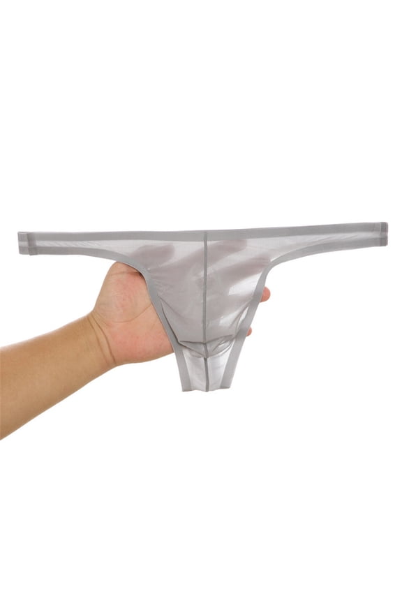 Mens Sexy Underwear Briefs Low Rise Thong G-String Briefs Cotton Underpant Bikini Swimwear Underwear Swimsuit (Medium, Gray)