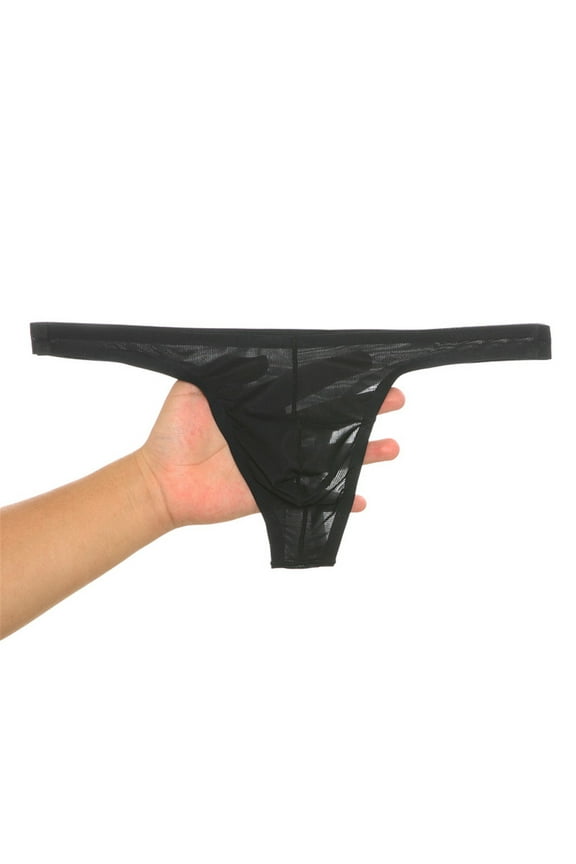 Mens Sexy Underwear Briefs Low Rise Thong G-String Briefs Cotton Underpant Bikini Swimwear Underwear Swimsuit (X-Large, Black)