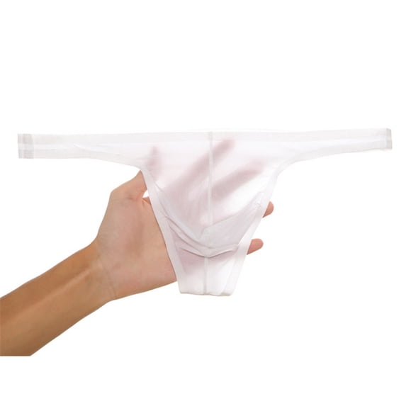 Mens Sexy Underwear Briefs Low Rise Thong G-String Briefs Cotton Underpant Bikini Swimwear Underwear Swimsuit (X-Large, White)
