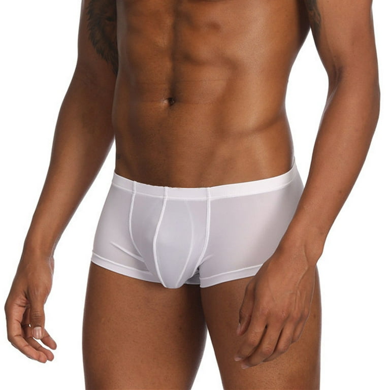 Mens Sexy Underwear Fashion Ultra-thin Sexy ice Silk See-through Sexy  Briefs Seamless Breathable Boyleg Panties