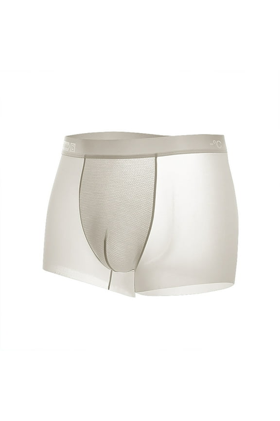 Mens Sexy Underwear See Through Ice Silk Boxer Briefs Ultra Thin Trunks Soft Bulge Pouch Sheer Boxer Shorts