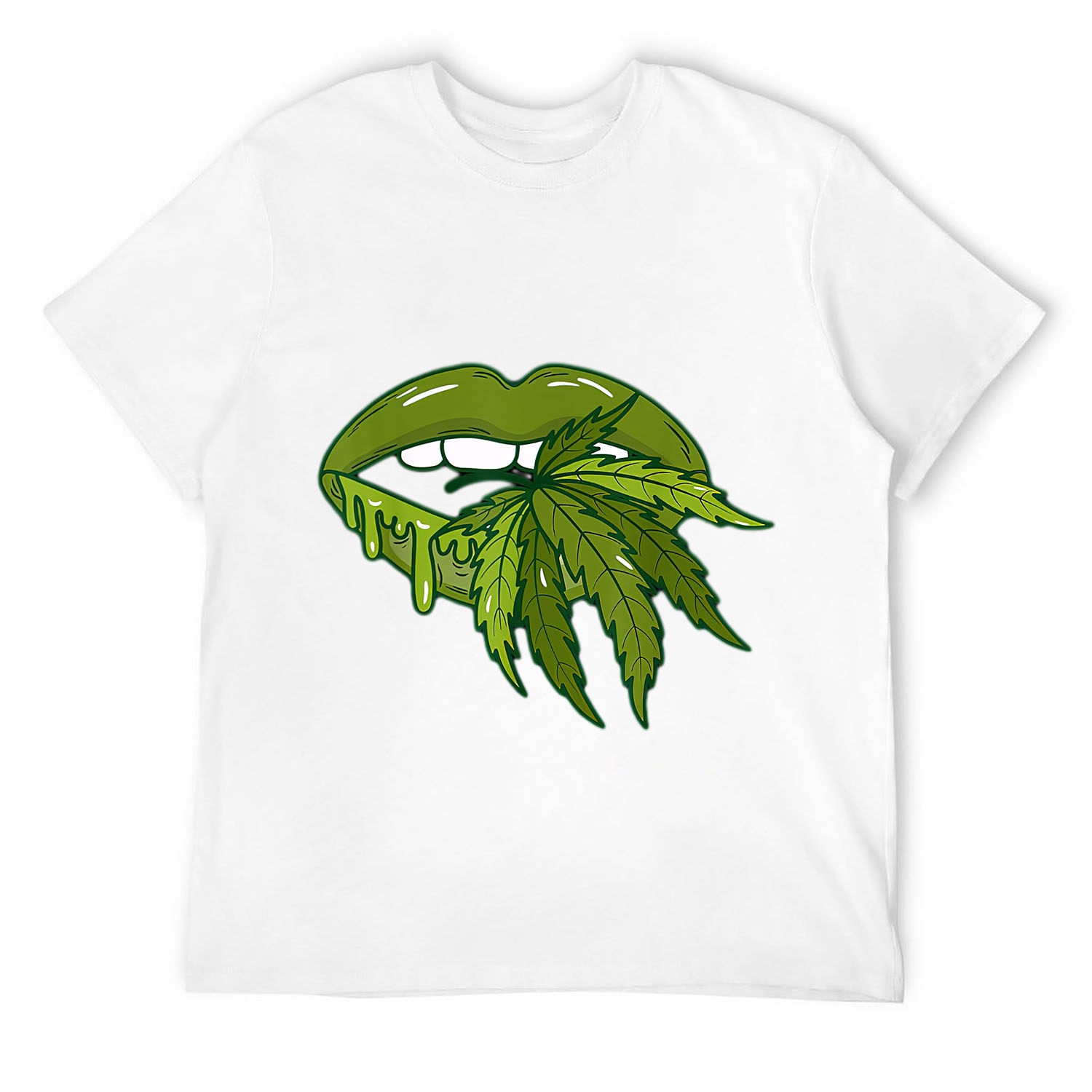 Mens Sexy Weed Lips Cannabis Marijuana Pot Leaf T-Shirt White - Walmart.com