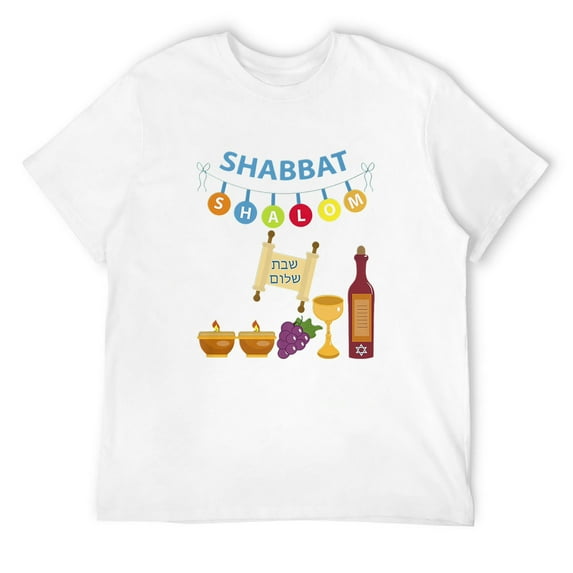 Mens Shabbat Shalom T-Shirt Funny Jewish 2021 Tee Shirt T-Shirt White Medium