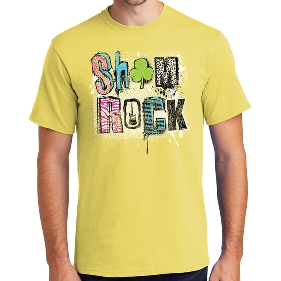 Mens Sham Rock St Patrick's Day Shamrock Tee Shirt, 4XL Yellow