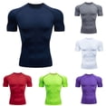 thumbnail image 1 of Mens Shapewear Compression Shirts Moisture Wicking Short Sleeve T Shirt Rash Guard Base Layer Undershirt Slim Athletic Tops, 1 of 4