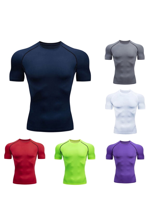 Mens Shapewear Compression Shirts Moisture Wicking Short Sleeve T Shirt Rash Guard Base Layer Undershirt Slim Athletic Tops