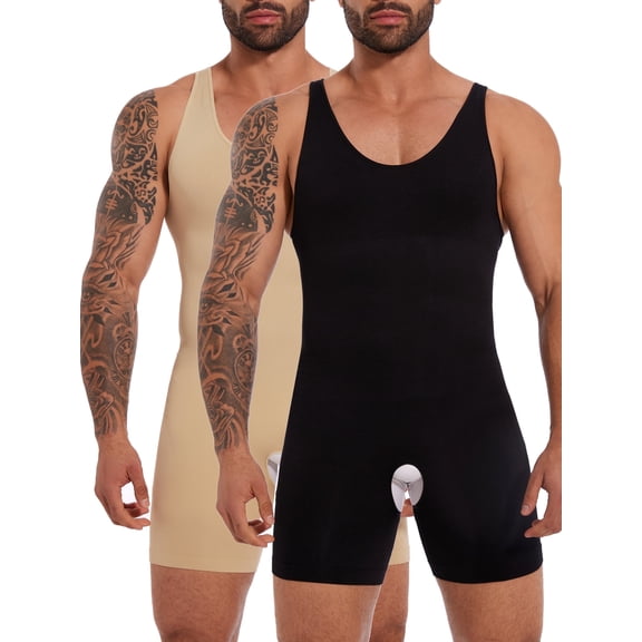 Mens Shapewear Tummy Control Bodysuit Waist Trainer Full Body Shaper Fajas Compression Shorts Slim Belly