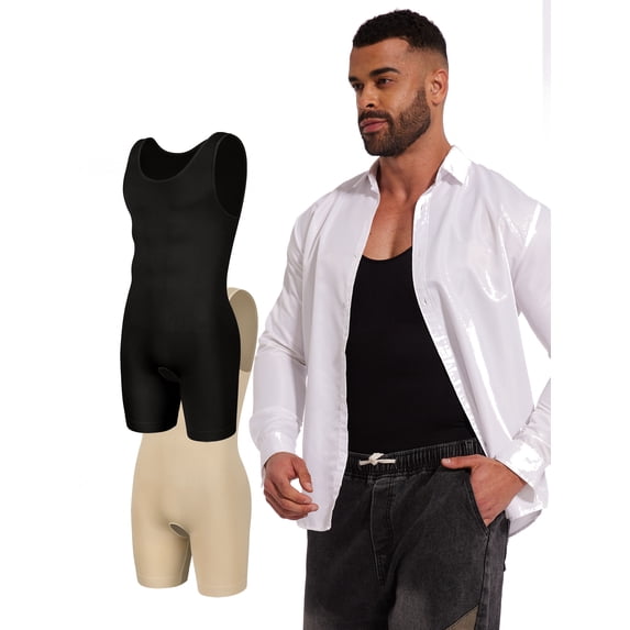 Mens Shapewear Tummy Control Bodysuit Waist Trainer Full Body Shaper Fajas Compression Shorts Slim Belly