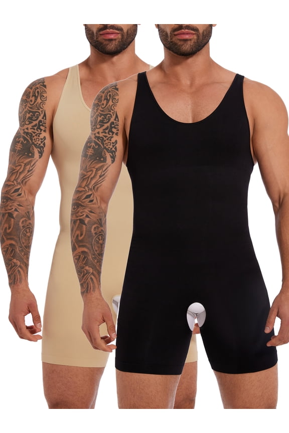 Mens Shapewear Tummy Control Bodysuit Waist Trainer Full Body Shaper Fajas Compression Shorts Slim Belly