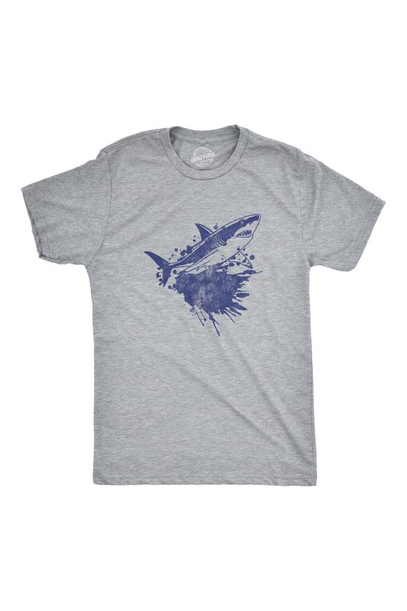 Mens Shark Ink Splatter T Shirt Funny Awesome Shark Week Lovers Tee for Guys Graphic Tees