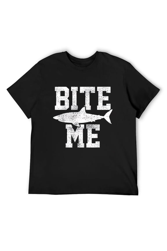 Mens Shark T Shirt Bite Me Tshirt Marine Biologist Vintage Gift T-Shirt Black 3X-Large