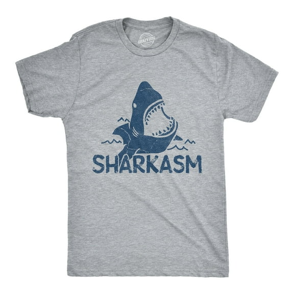 Mens Sharkasm T Shirt Funny Sarcastic Shark Summer Vacation Graphic Novelty Tee Graphic Tees