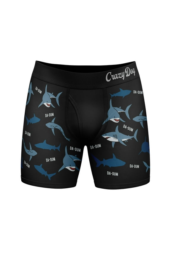 Mens Sharks Da Dum Boxer Briefs Funny Shark Attack Graphic Novelty Underwear for Guys