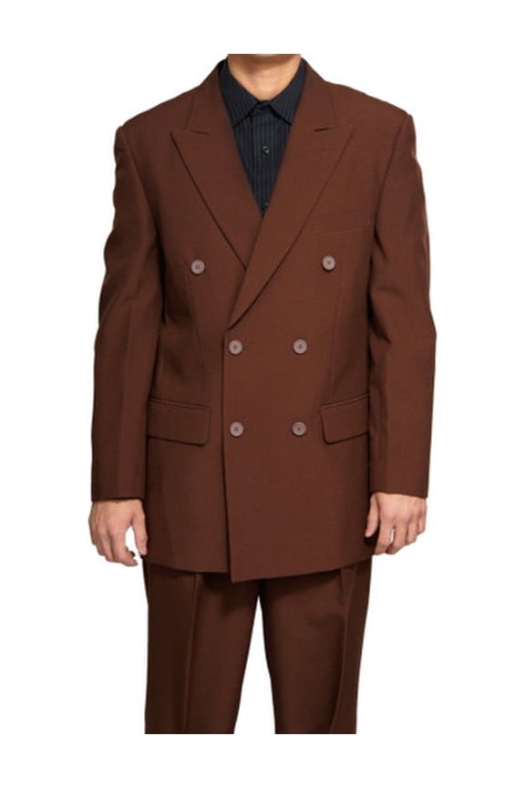 Mens Sharp Double-Breasted Dress Suit Brown Vinci DPP