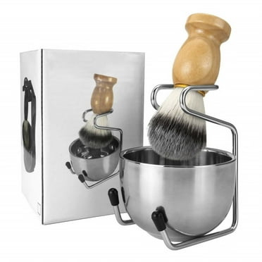 Mens Shaving Brush Set,Soft Hair Shaving Brush Stand Stainless Steel with Bowl Kit for Men Gift Set