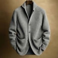 thumbnail image 1 of Mens Shawl Collar Cardigan Sweater Button Down Ribbed Knitted Sweaters (Grey XXXXL), 1 of 2