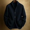 thumbnail image 1 of Mens Shawl Collar Cardigan Sweater Button Down Ribbed Knitted Sweaters (Navy XL), 1 of 3