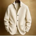 thumbnail image 1 of Mens Shawl Collar Cardigan Sweater Button Down Ribbed Knitted Sweaters (White XXXXL), 1 of 3