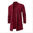 thumbnail image 1 of Mens Shawl Collar Long Sleeve Knit Cardigan, Fall Winter Warm Long Cardigan Knit Sweater Open Front Coat Wine, 1 of 8