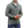 thumbnail image 1 of Mens Shawl Collar Sweater Button Textured Cable Knit Sweaters Business Casual Chunky Pullover Shirts, 1 of 4