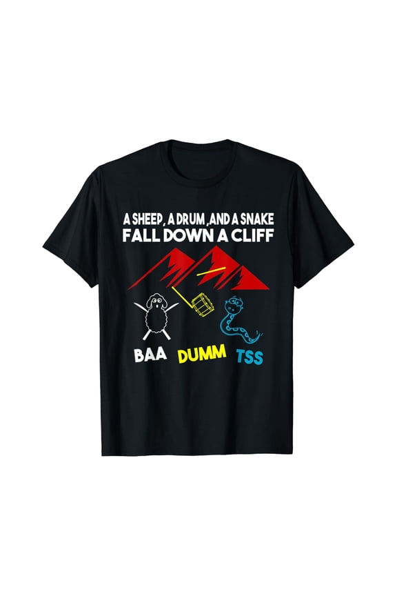 Mens Sheep Drum Snake Fall Down Corny Dad Joke S T-Shirt