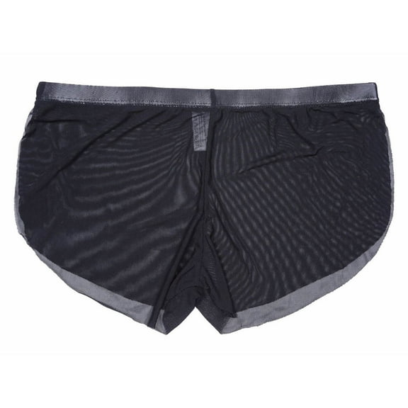 Mens Sheer Boxer Briefs Ultra Thin Micro Mesh Ice Silk Breathable Low Waist Underwear Sexy Split Side Bulge Pouch Solid Color Lightweight Trunks