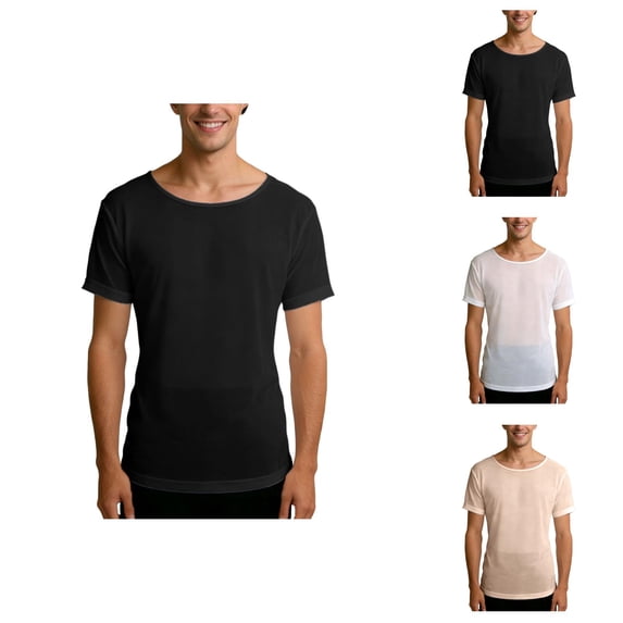 Mens Sheer Shirt 2026 Summer Casual Lightweight Breathable Short Sleeve Crewneck See through T Shirt