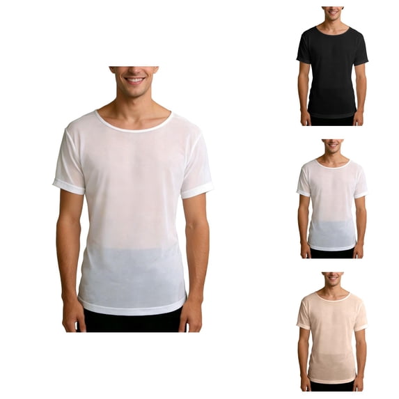 Mens Sheer Shirt 2026 Summer Casual Lightweight Breathable Short Sleeve Crewneck See through T Shirt