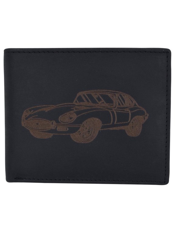 Mens Shelby Cobra Car Logo RFID Leather Bifold Flap Card ID Holder Wallet