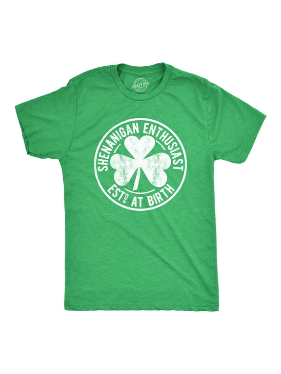 Mens Shenanigan Enthusiast T Shirt Funny Saint Patricks Day St Patty Green Tee Graphic Tees