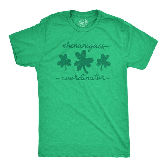 Mens Shenanigans Coordinator T Shirt Funny Saint Patrick's Day Parade Graphic Novelty Tee for Guys Graphic Tees