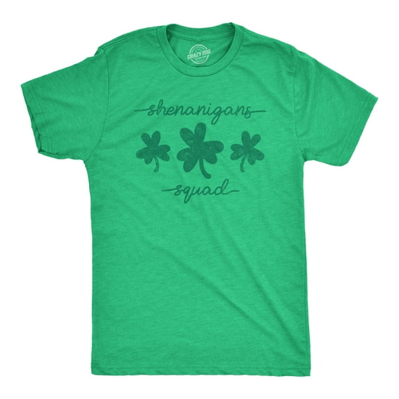 Mens Shenanigans Squad T shirt Funny St Patricks Day Parade Graphic Novelty Tee for Guys Graphic Tees