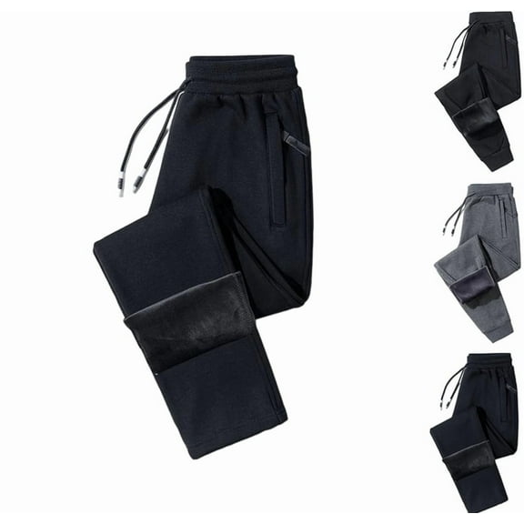 Womens Sherpa Fleece Lined Athletic Sweatpants Winter Warm Running Casual Heavyweight Jogger Pants with Zipper Pockets Dark Gray L