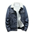 thumbnail image 1 of Mens Sherpa Fleece Lined Denim Jacket Warm Winter Trucker Jacket Cowboy Jean Jacket Velvet Stand-Collar Jackets Coat, 1 of 3