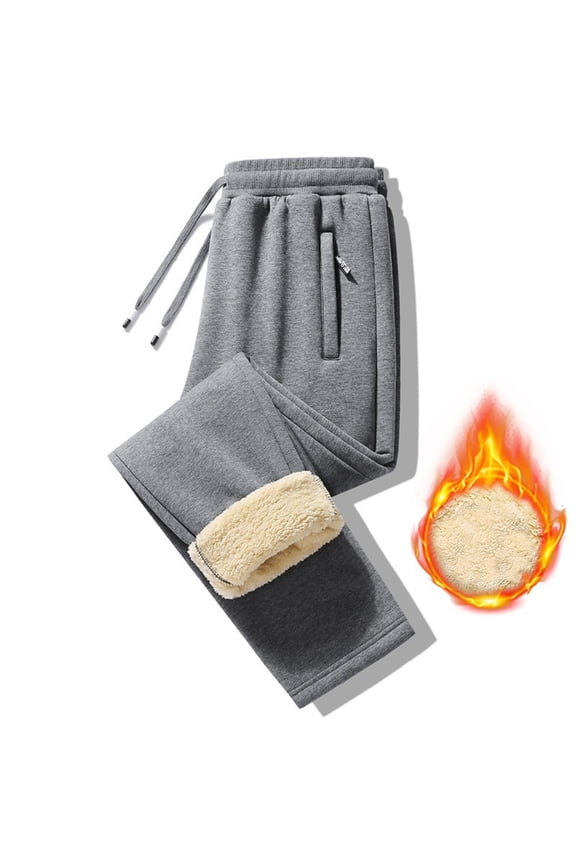 Mens Sherpa Fleece Lined Jogger Sweatpants with Pockets Thick Warm Drawstring Lounge Sweat Pants Trousers