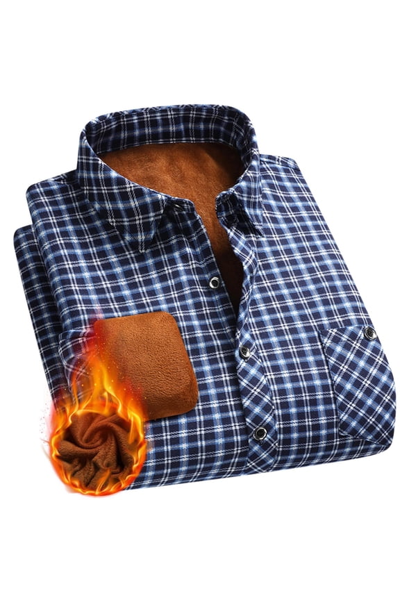 Mens Sherpa Fleece Lined Plaid Flannel Shirts Jackets Casual Thermal Button Jackets Winter Warm Work Coat Plush Outwear