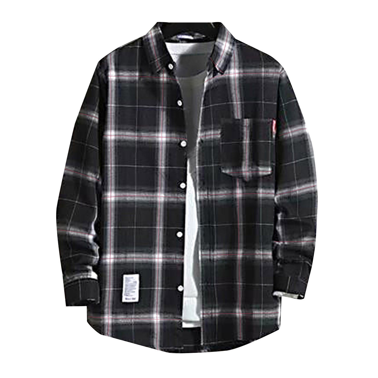 Mens Sherpa Fleece Lined Plaid Flannel Shirts Jackets Casual Thermal