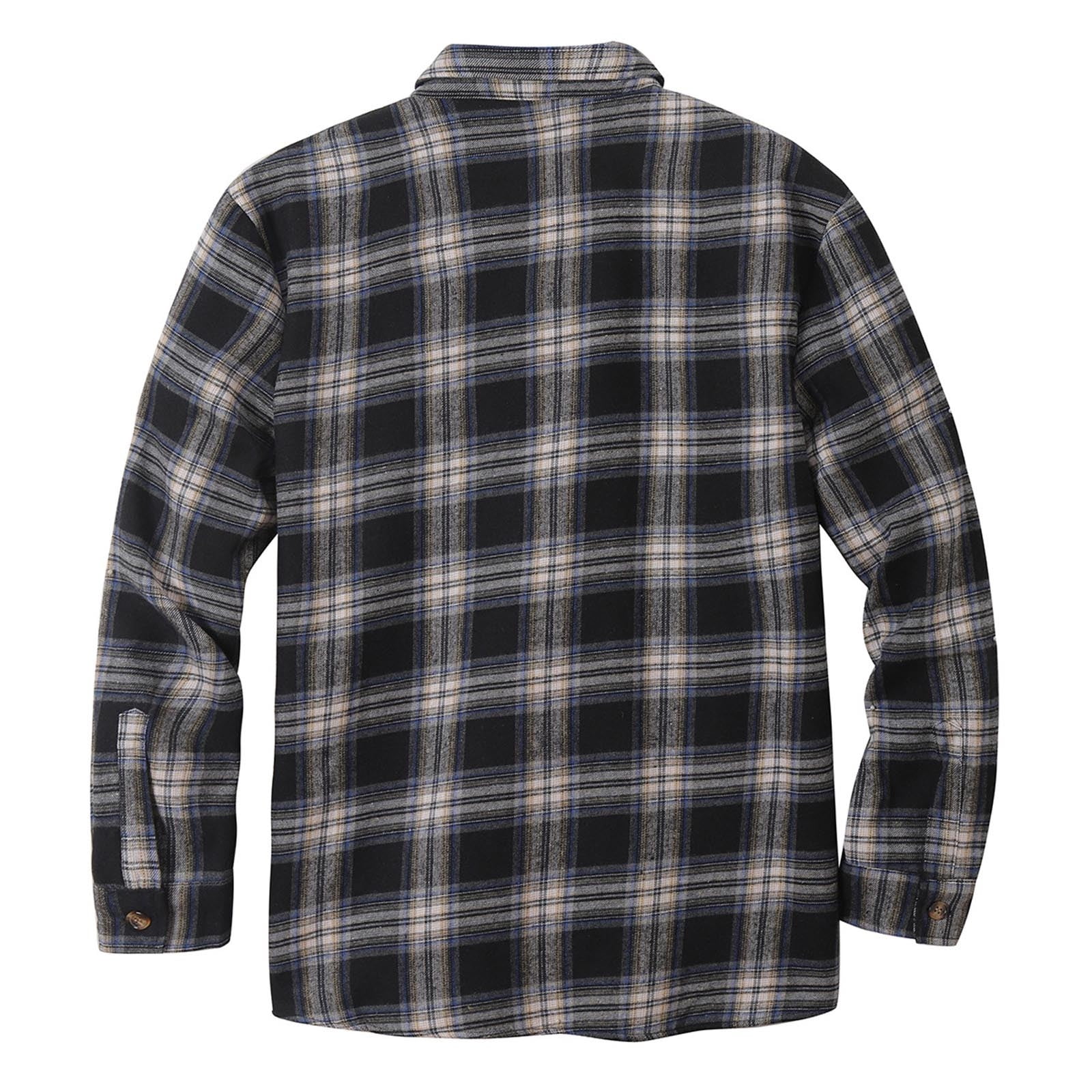 Mens Sherpa Fleece Lined Plaid Flannel Shirts Jackets