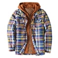 thumbnail image 1 of Mens Sherpa Fleece Lined Plaid Shirts Jackets Hoodie Coat Casual Thermal Zip Up Flannel Jackets Winter Warm Work Coat Outwear, 1 of 1