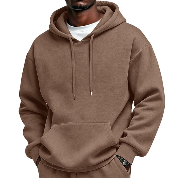 Mens Sherpa Hoodie Cottn Fleece Oversized Drawstring Hooded Sweatshirt,S