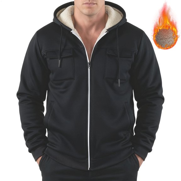Mens Sherpa Hoodie Fuzzy Zip Up Thickened Warm Fleece Lined Hoodie Winter Jacket for Cold Weather Daily Wear valuable