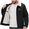 thumbnail image 1 of Mens Sherpa Lined Cargo Jacket Turn Down Collar Work Coat Button Down Winter Multi Pocket Trucker Jacket, 1 of 6