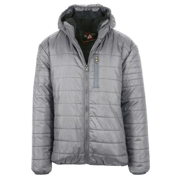 Mens Sherpa-Lined Hooded Puffer Jacket (Sizes, S to 2XL)