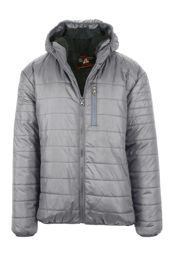 Mens Sherpa-Lined Hooded Puffer Jacket (Sizes, S to 2XL)