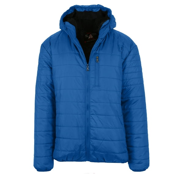 Mens Sherpa-Lined Hooded Puffer Jacket (Sizes, S to 2XL)